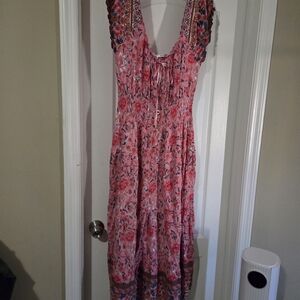 Floral Pink Sleeveless Dress